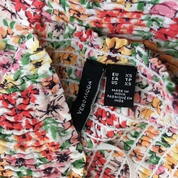 Vero Moda NWOT Layered Ruffled Floral Skirt Shirred Smocked Wide Waistband NWOT - Picture 6 of 10